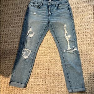 Frame Denim Ripped Blue Skinny Jeans